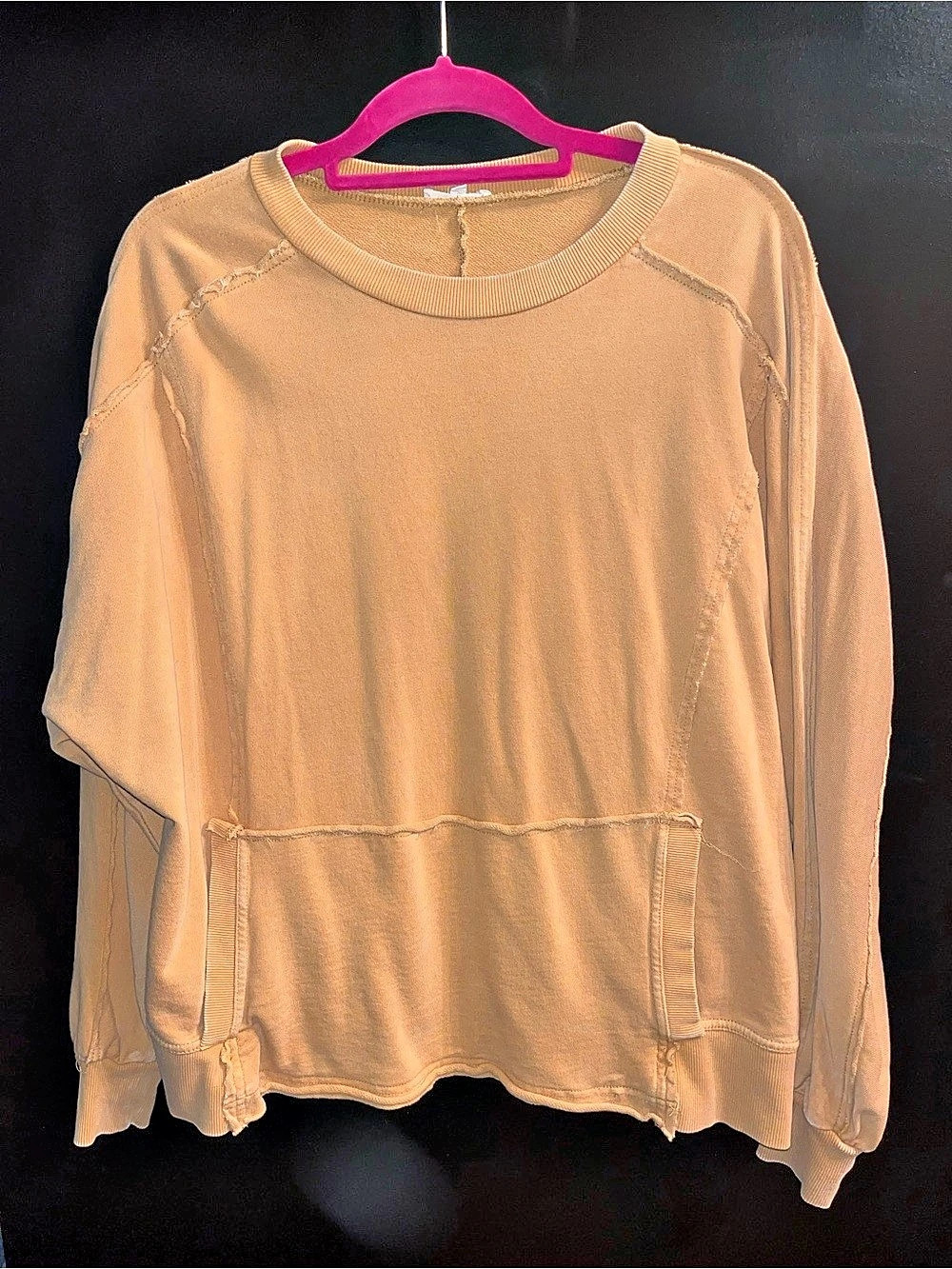 Easel Distressed Long Sleeve Top in Mustard Size Small